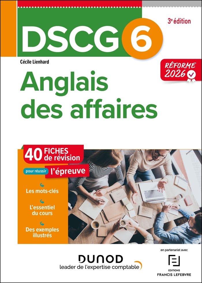 Couverture du livre « DSCG 6 - ANGLAIS DES AFFAIRES - FICHES - REFORME 2026-2027 » de Lienhard/audabram, librairie Les Contes Infusés à Corte