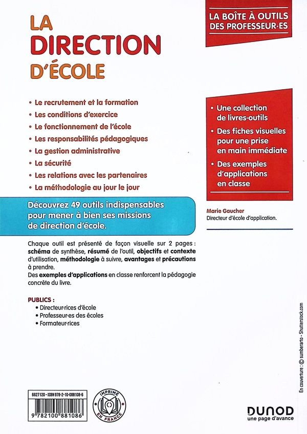 Quatrième de couverture de « La direction d'école »
