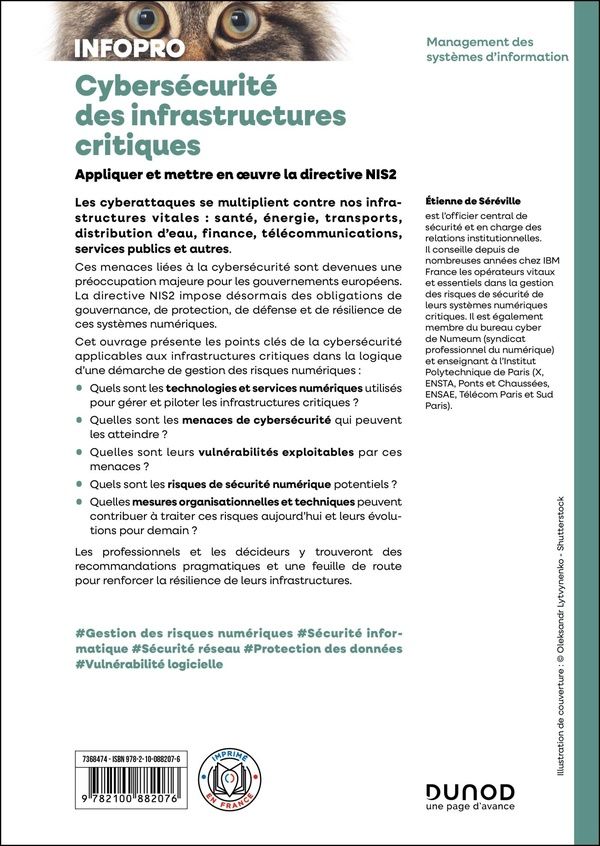 Quatrième de couverture de « Cybersécurité des infrastructures critiques : appliquer et mettre en oeuvre la directive NIS2 »