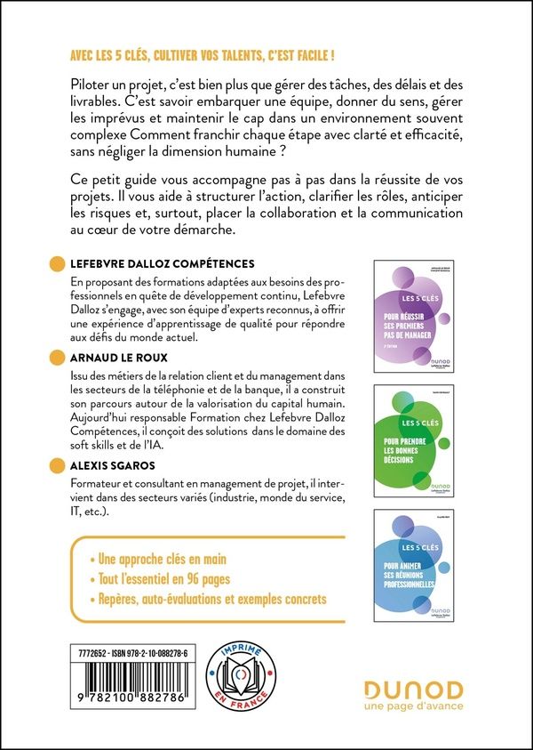 Quatrième de couverture de « Les 5 clés de succès du chef de projet »