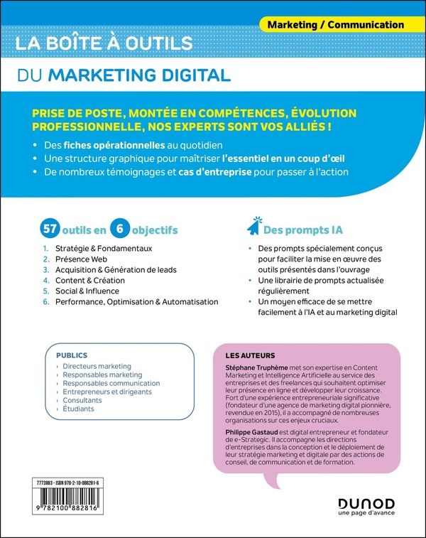 Quatrième de couverture de « La boîte à outils du marketing digital »