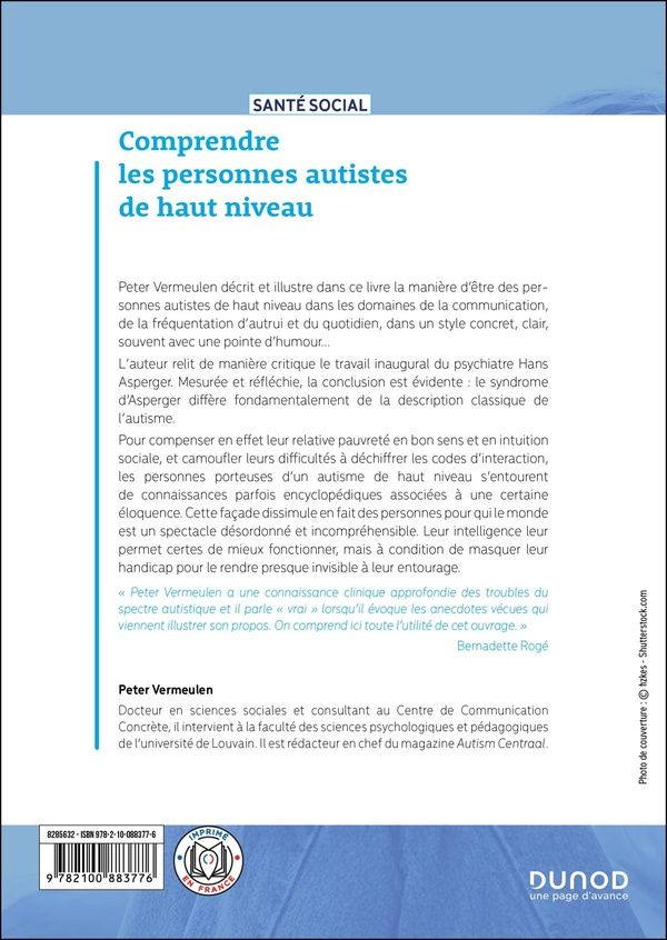 Quatrième de couverture de « Comprendre les personnes autistes de haut niveau »