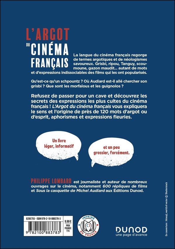 Quatrième de couverture de « L'argot du cinéma français »