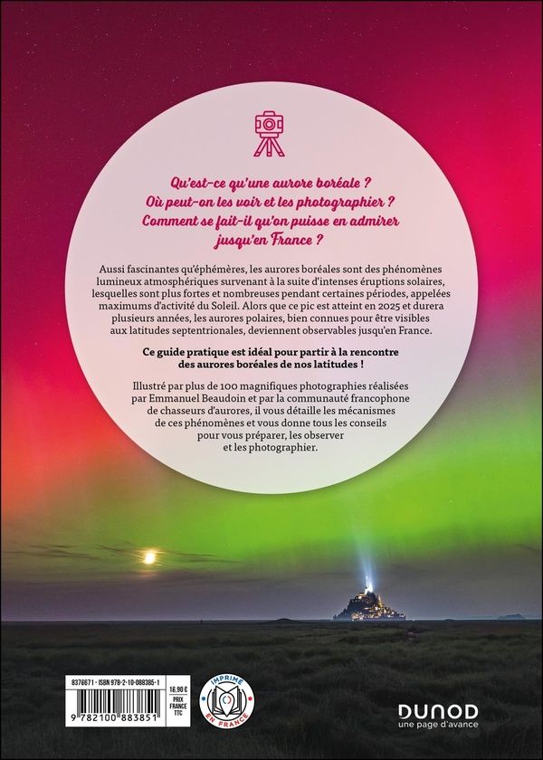 Quatrième de couverture de « À la découverte des aurores boréales en France : tout pour se préparer, les observer et les photographier »
