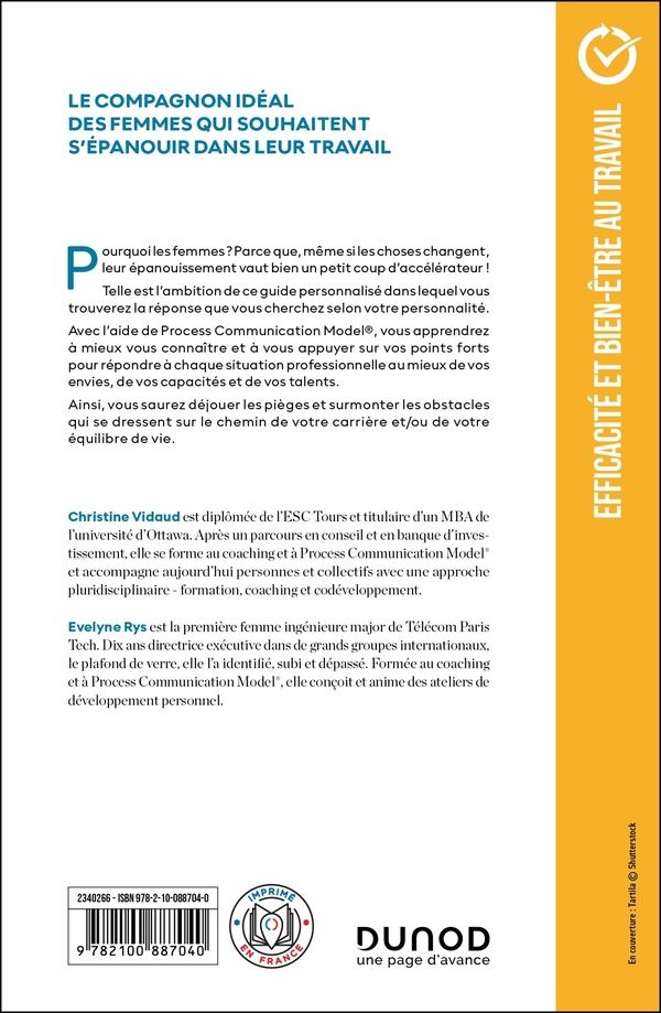 Quatrième de couverture de « Bien mener sa vie professionnelle au féminin : avec Process communication model »