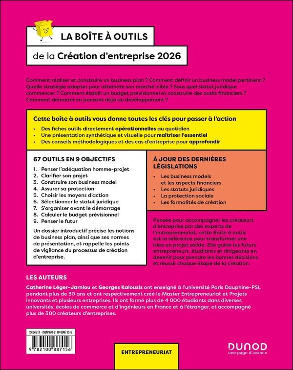 Quatrième de couverture de « La boîte à outils de la création d'entreprise 2026 »