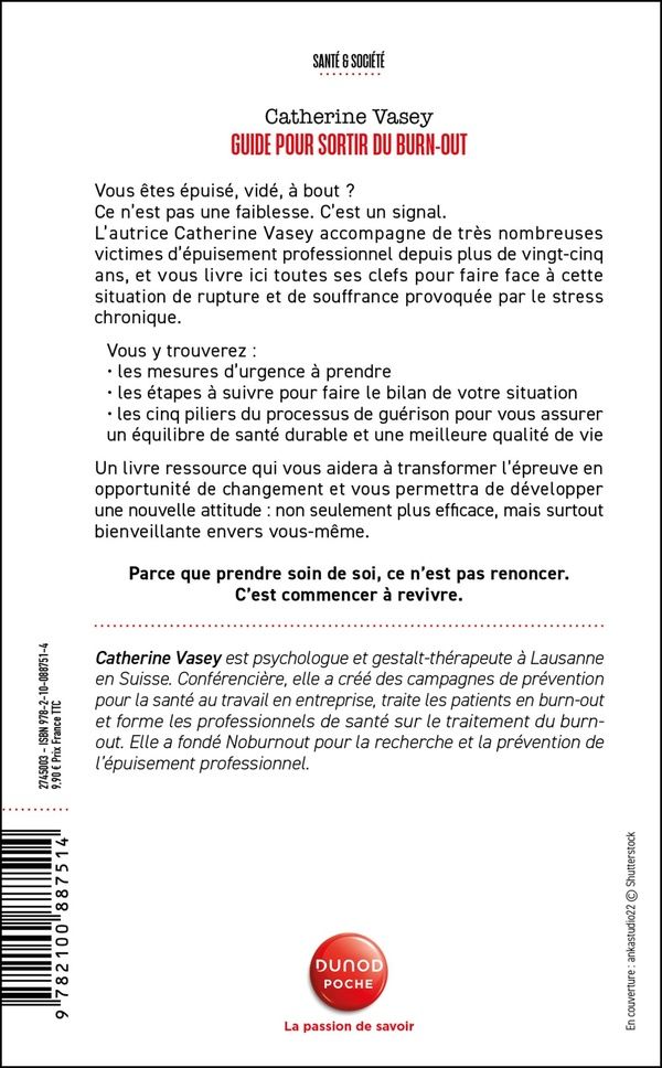 Quatrième de couverture de « Guide pour sortir du burn-out : les 5 piliers du processus de guérison »