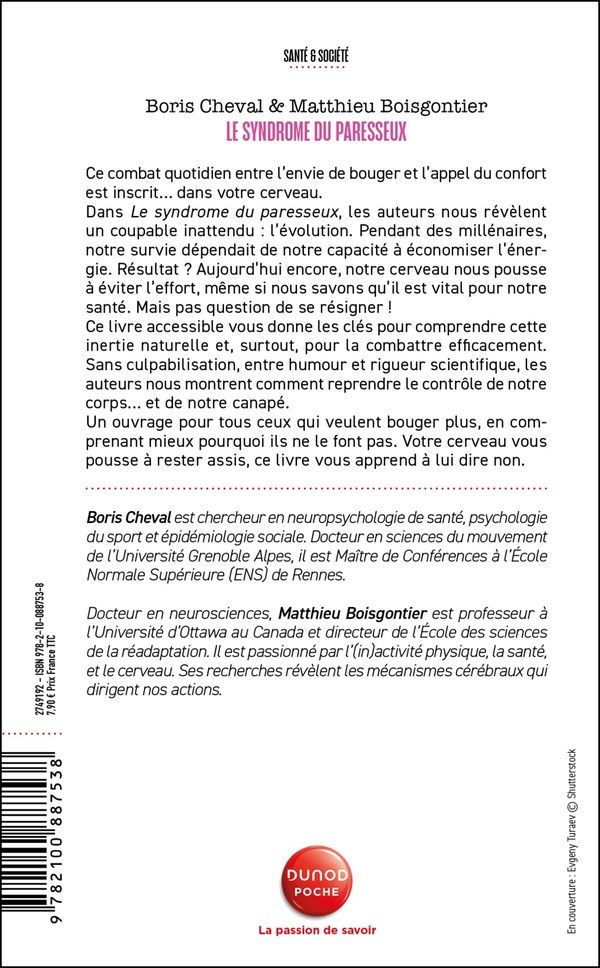 Quatrième de couverture de « Le syndrome du paresseux : comment combattre notre inactivité physique »
