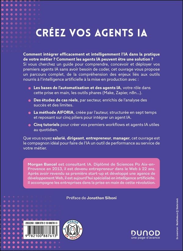 Quatrième de couverture de « Créez vos agents IA : gagnez en efficacité sans coder »
