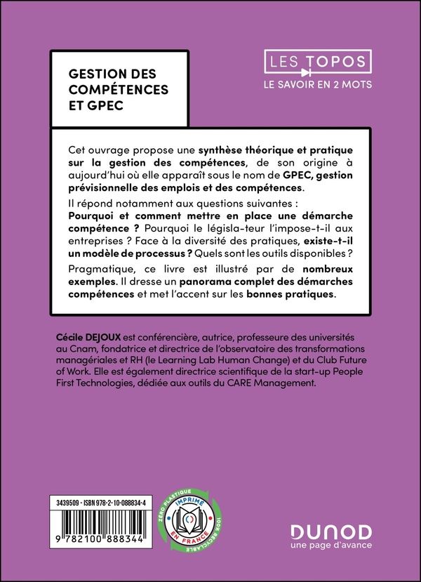 Quatrième de couverture de « Gestion des compétences et GPEC »