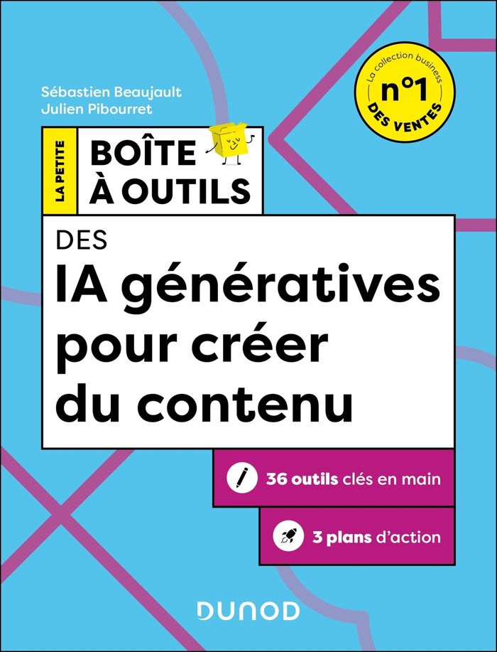 Couverture du livre « La petite boîte à outils des IA génératives pour créer du contenu » de Sébastien Beaujault, librairie Les Contes Infusés à Corte