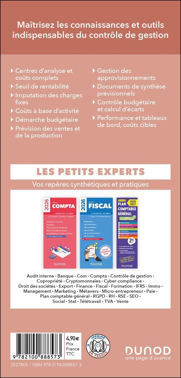 Quatrième de couverture de « Le petit contrôle de gestion : l'essentiel en bref »