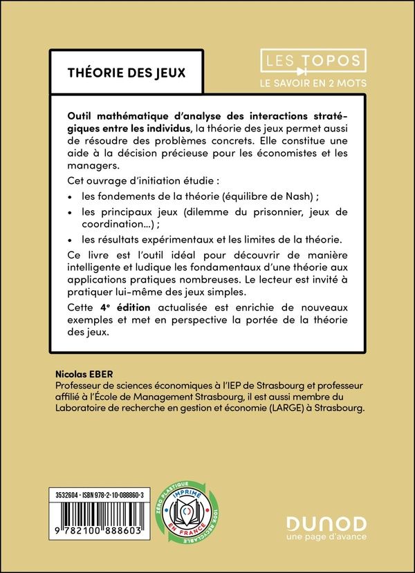 Quatrième de couverture de « Théorie des jeux »