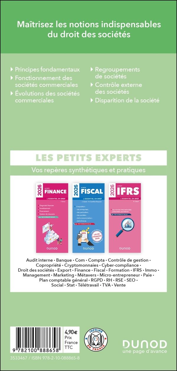 Quatrième de couverture de « Le petit droit des sociétés : l'essentiel en bref »
