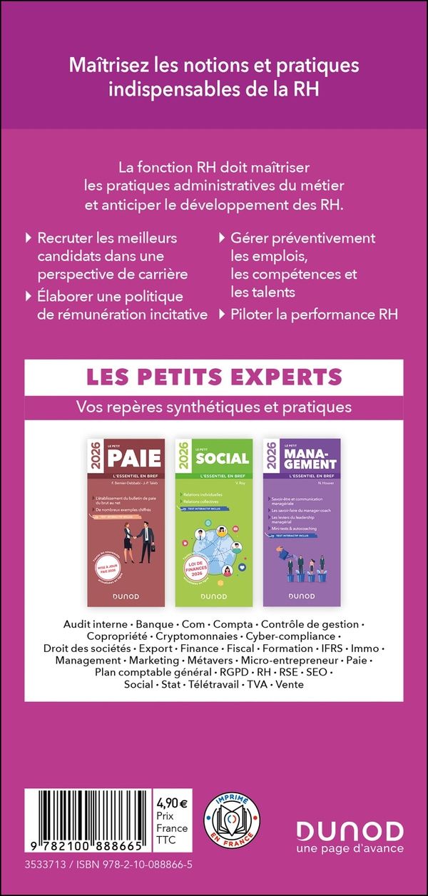 Quatrième de couverture de « Le petit RH : l'essentiel en bref »