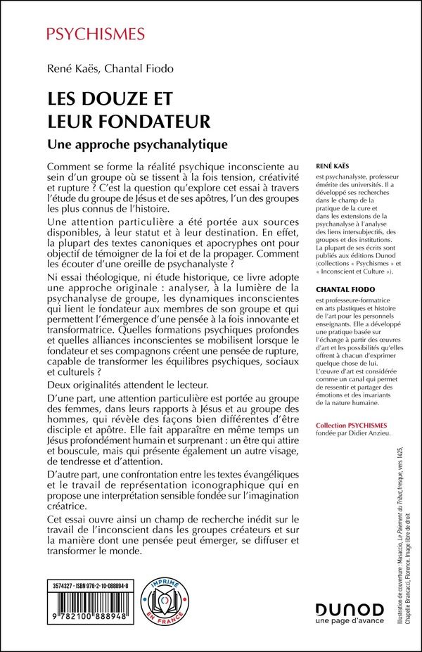 Quatrième de couverture de « Les Douze et leur fondateur : Une approche psychanalytique »