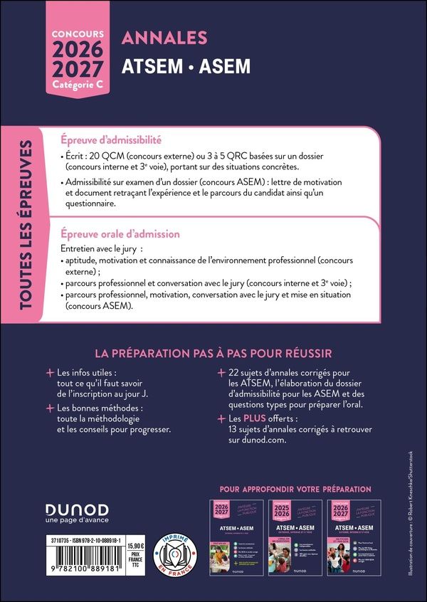 Quatrième de couverture de « ATSEM . ASEM : externe, interne et 3e voie concours 2026-2027 catégorie C »