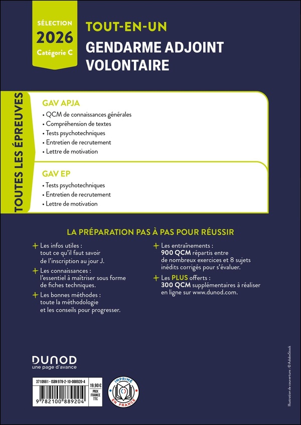 Quatrième de couverture de « Gendarme adjoint volontaire : GAV APJA, GAV EP »