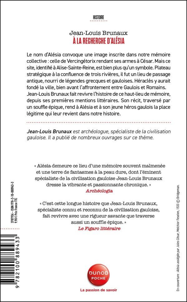 Quatrième de couverture de « À la recherche d'Alésia : des légendes grecques au lieu de mémoire »