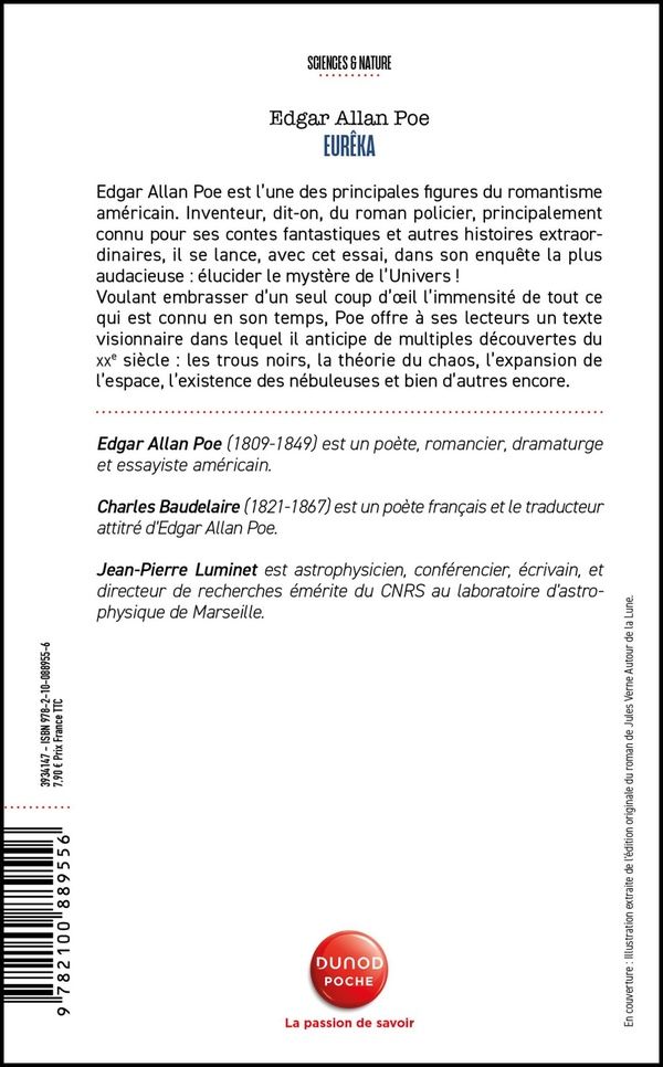 Quatrième de couverture de « Eurêka : Essai sur l'univers matériel et spirituel »