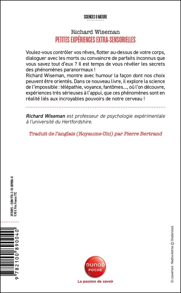 Quatrième de couverture de « Petites expériences extra-sensorielles : télépathie, voyance, hypnose »