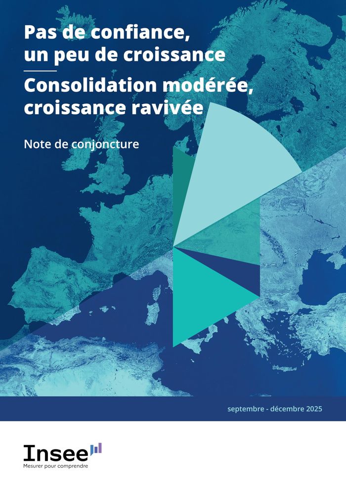 Couverture du livre « NOTE DE CONJONCTURE SEPTEMBRE ET DECEMBRE 2025 - L'EPARGNE DES MENAGES AU SOMMET » de Insee, librairie Les Contes Infusés à Corte