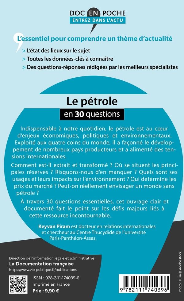 Quatrième de couverture de « Le pétrole en 30 questions »