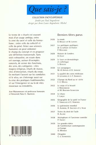 Quatrième de couverture de « LES CONDUITES RITUELLES »