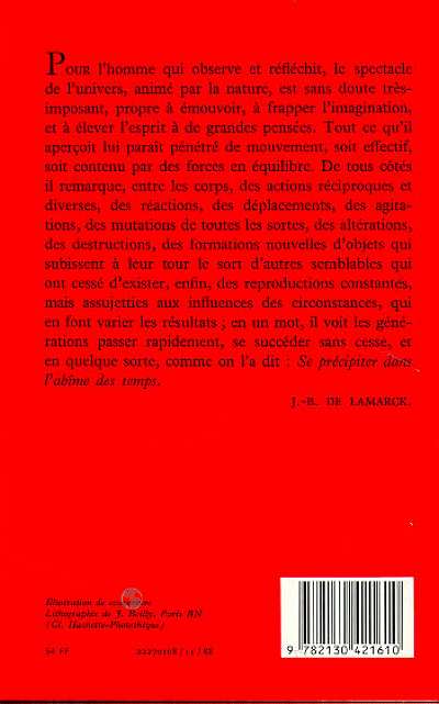 Quatrième de couverture de « SYSTEME ANALYTIQUE DES CONNAISSANCES POSITIVES DE L'HOMME »