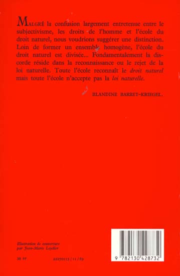Quatrième de couverture de « LES DROITS DE L'HOMME ET LE DROIT NATUREL »