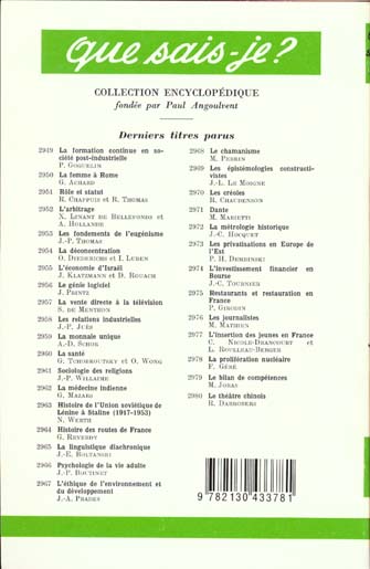 Quatrième de couverture de « L'EDUCATION NOUVELLE »