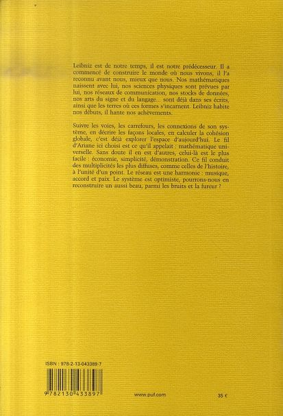 Quatrième de couverture de « LE SYSTEME DE LEIBNIZ ET SES MODELES MATHEMATIQUES - ETOILES, SCHEMAS, POINTS »