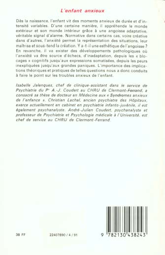 Quatrième de couverture de « L'ENFANT ANXIEUX »