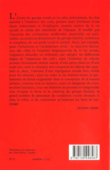 Quatrième de couverture de « LE CLAN FAMILIAL AU MOYEN AGE »