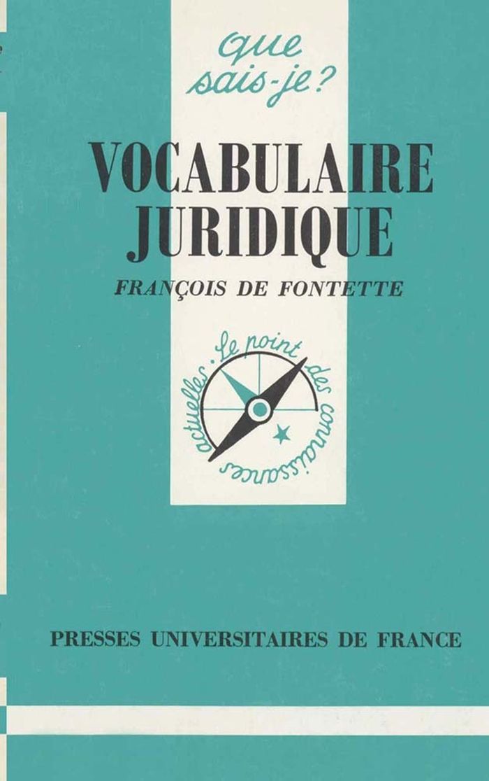 Couverture du livre « VOCABULAIRE JURIDIQUE » de Fontette Francois De, librairie Les Contes Infusés à Corte