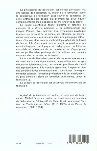 Quatrième de couverture de « BACHELARD EDUCATEUR »