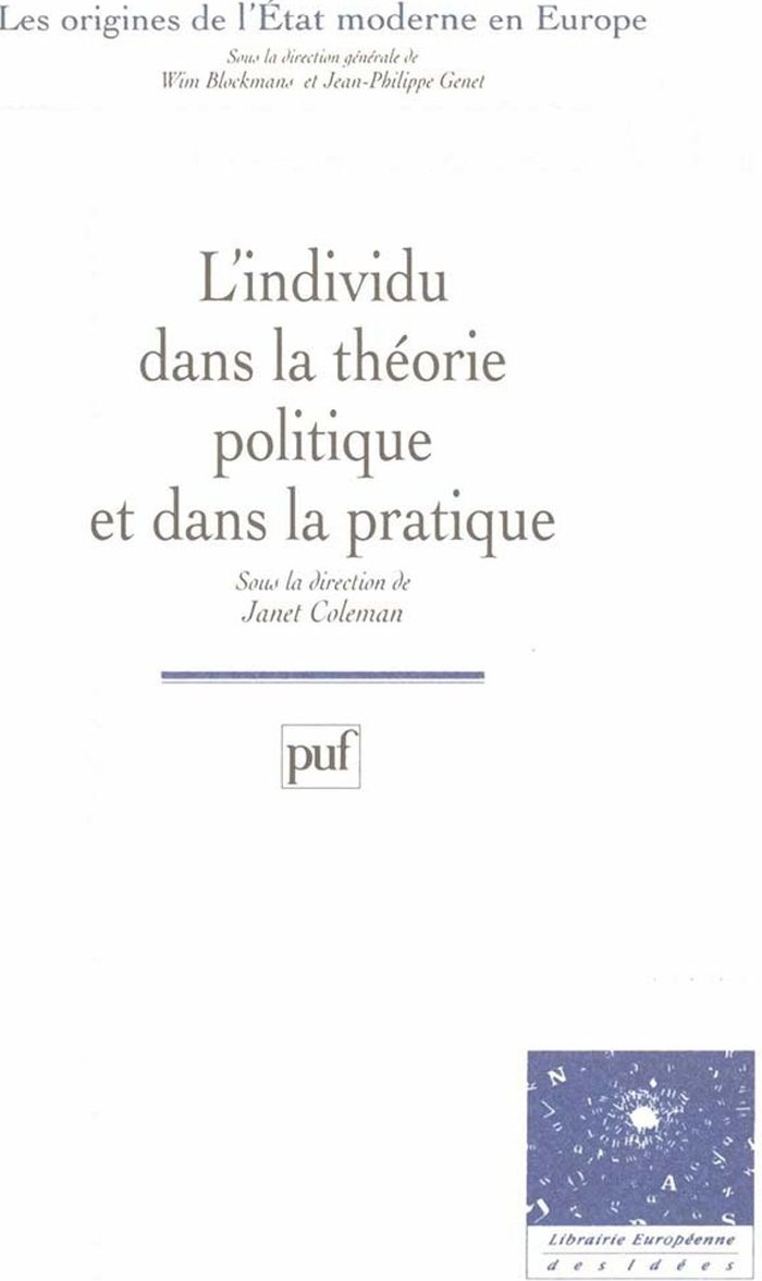 Couverture du livre « L'INDIVIDU DANS LA THEORIE ET LA PRATIQUE POLITIQUE » de Janet Coleman, librairie Les Contes Infusés à Corte