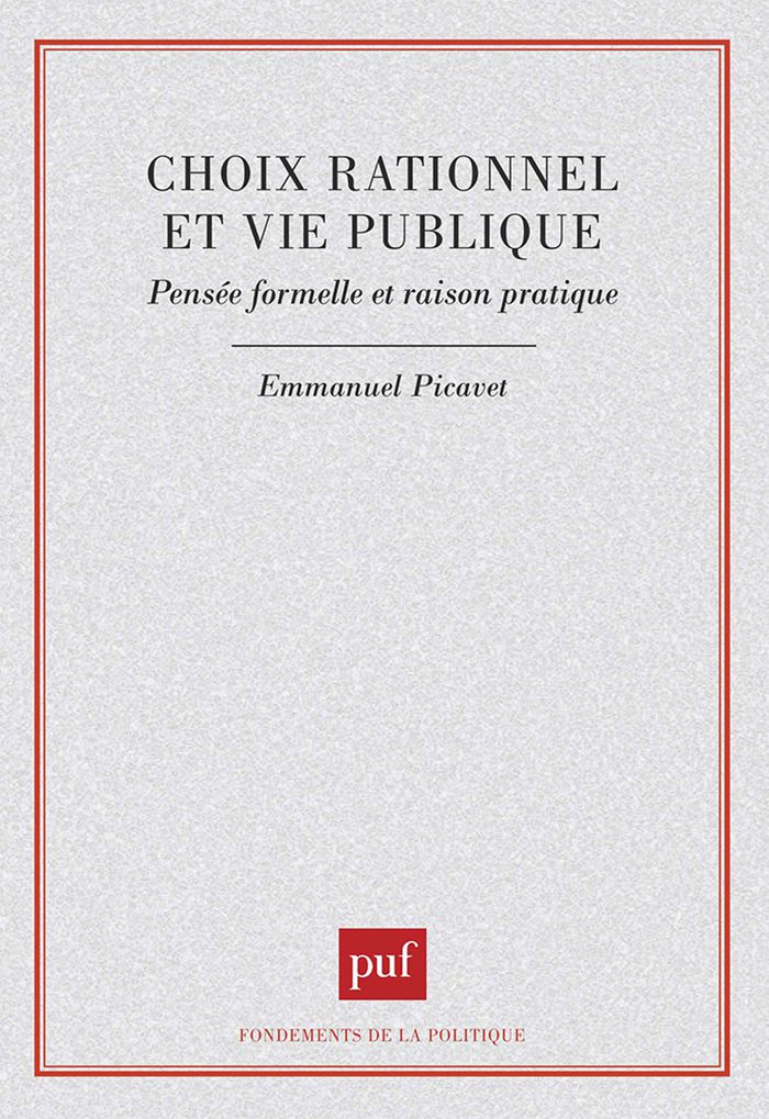 Couverture du livre « CHOIX RATIONNEL ET VIE PUBLIQUE », librairie Les Contes Infusés à Corte