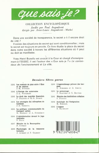 Quatrième de couverture de « LE SECRET »