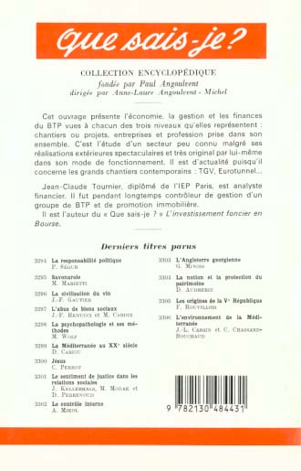 Quatrième de couverture de « L'ECONOMIE DU BATIMENT ET DES TRAVAUX PUBLICS »