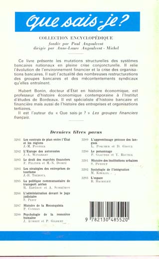 Quatrième de couverture de « LA CRISE BANCAIRE FRANCAISE ET MONDIALE »