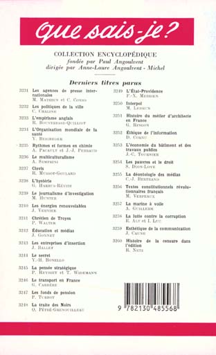 Quatrième de couverture de « LES MACRO-SYSTEMES TECHNIQUES »