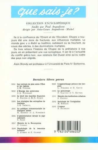 Quatrième de couverture de « CHYPRE »