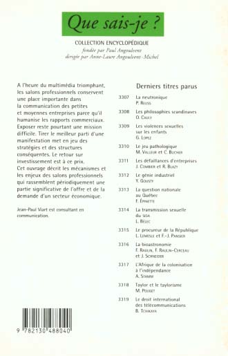 Quatrième de couverture de « LES SALONS PROFESSIONNELS »