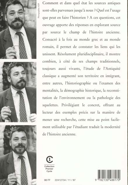 Quatrième de couverture de « SOURCES ET METHODES EN HISTOIRE ANCIENNE »