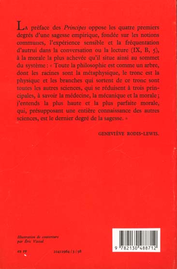 Quatrième de couverture de « LA MORALE DE DESCARTES »