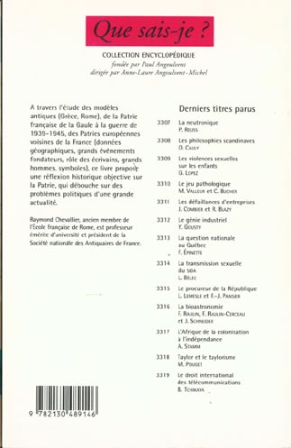 Quatrième de couverture de « LA PATRIE »