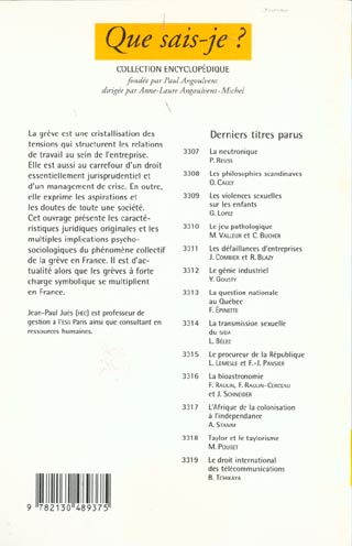 Quatrième de couverture de « LA GREVE EN FRANCE »