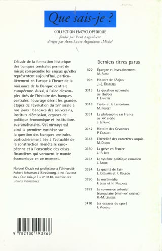 Quatrième de couverture de « HISTOIRE DES BANQUES CENTRALES »