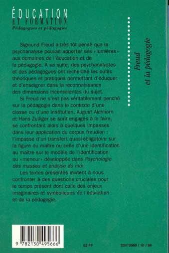 Quatrième de couverture de « FREUD ET LA PEDAGOGIE »